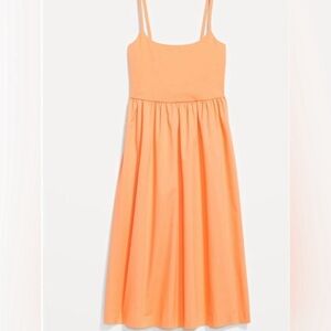 Old Navy Women's Fit & Flare Combination Midi Cami Dress Orange